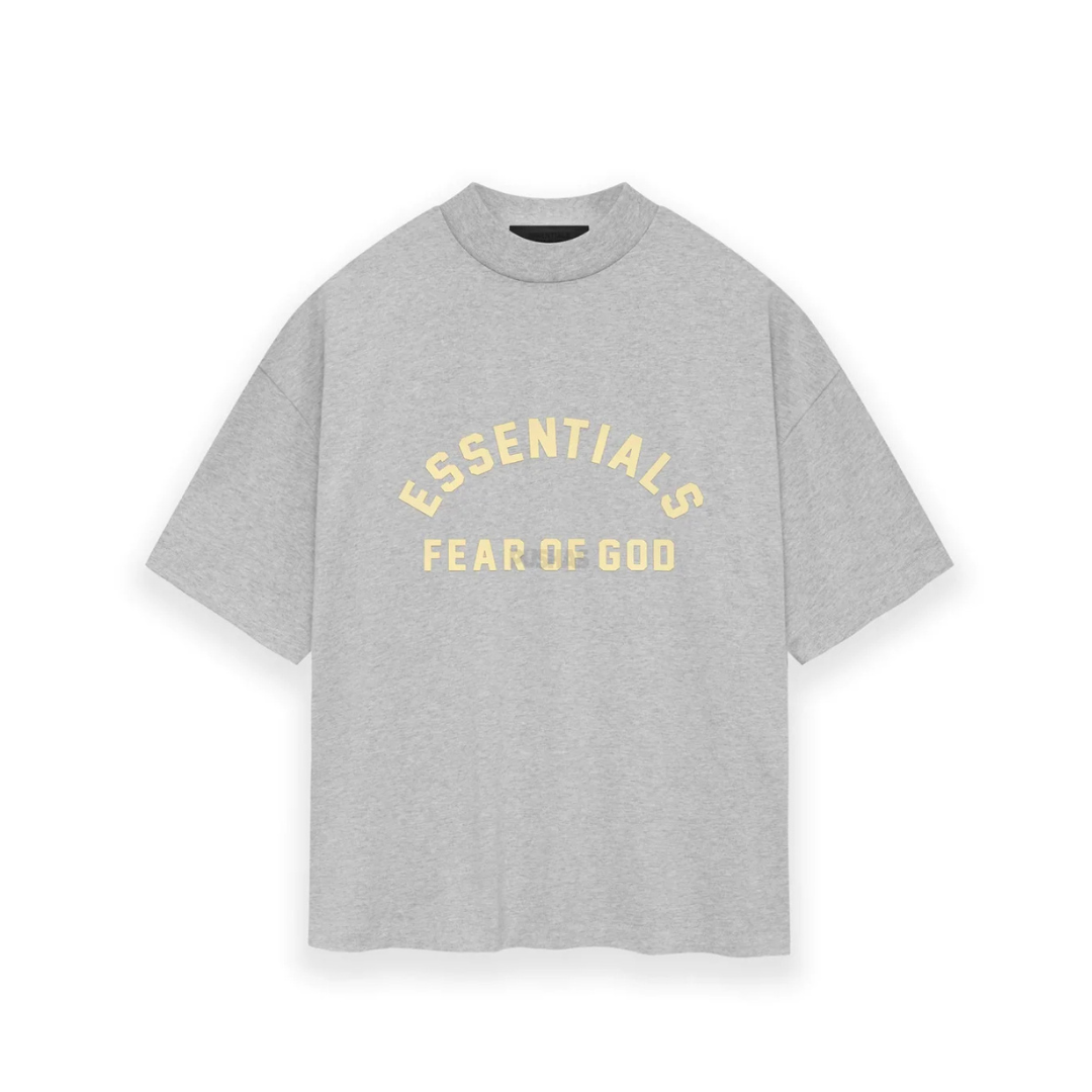 FEAR OF GOD ESSENTIALS HEAVY JERSEY CREWNECK TEE HEATHER GREY