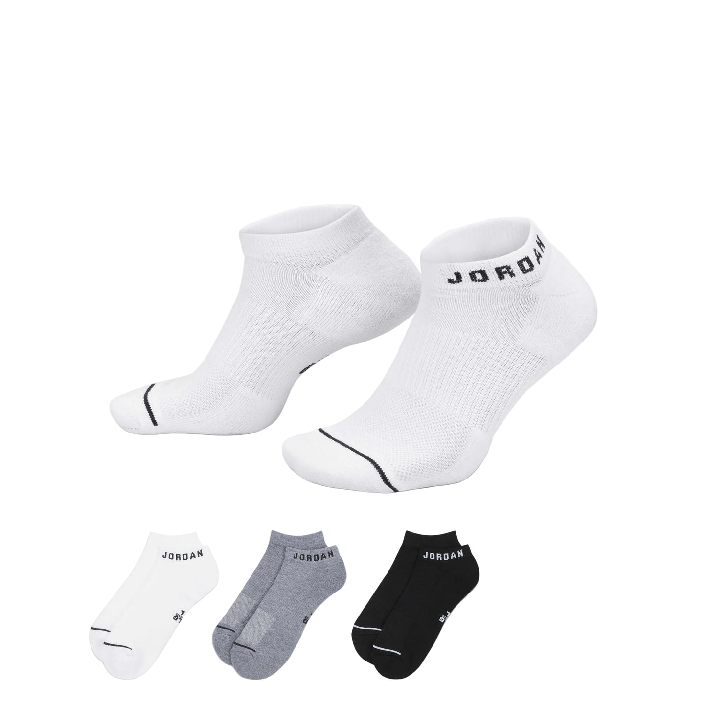 JORDAN EVERYDAY NO SHOW SOCKS BLACK/GREY/WHITE (3 PAIRS)