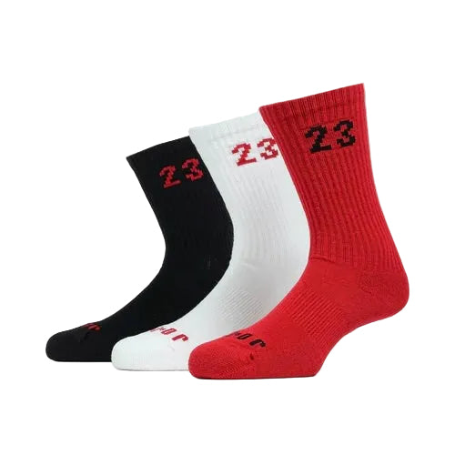 JORDAN 23 CREW SOCKS RED/BLACK/WHITE (3 PAIRS)