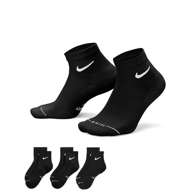 NIKE EVERYDAY ELEVATED ANKLE SOCKS BLACK (3 PAIRS)