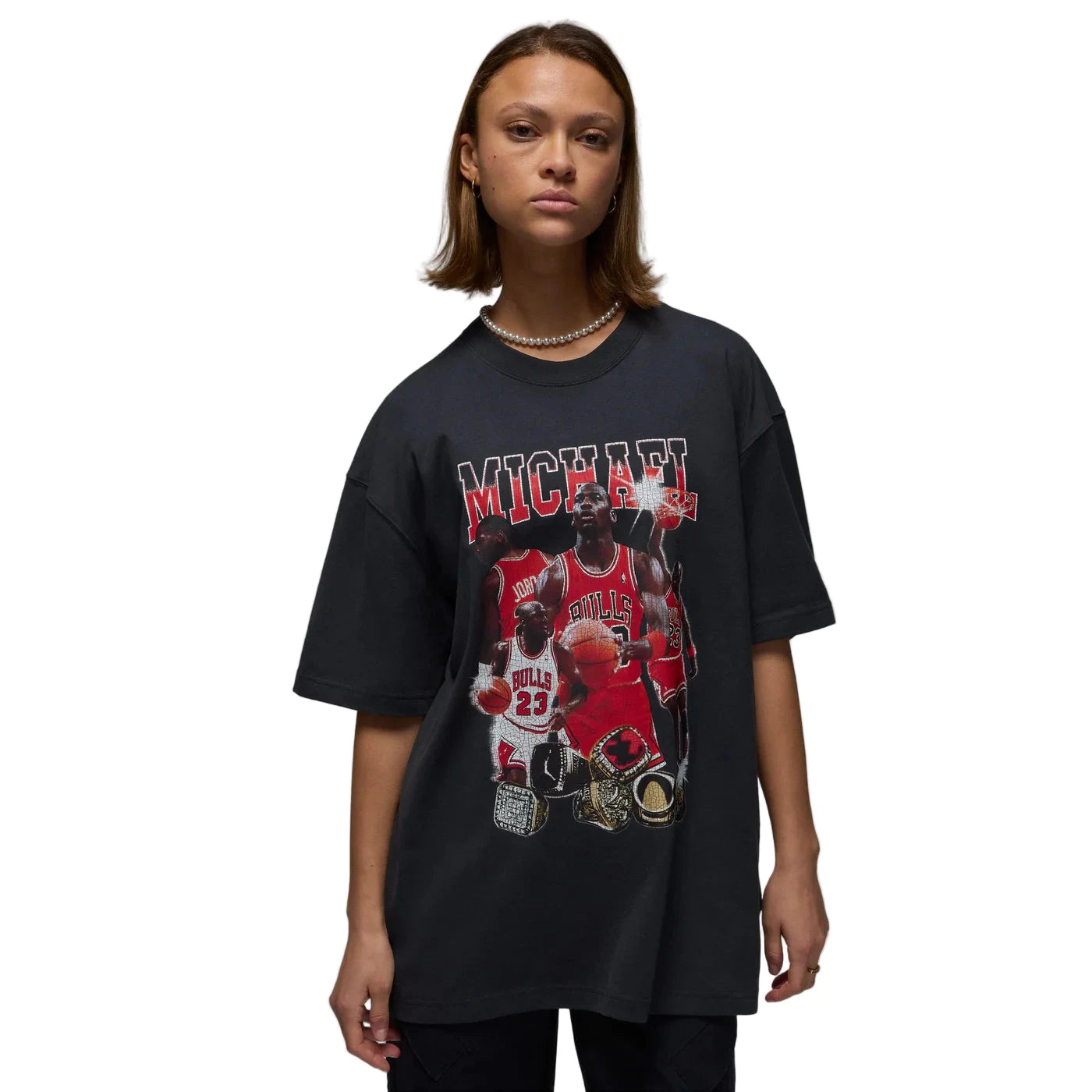 JORDAN OVERSIZED SHORT-SLEEVE GRAPHIC T-SHIRT BLACK