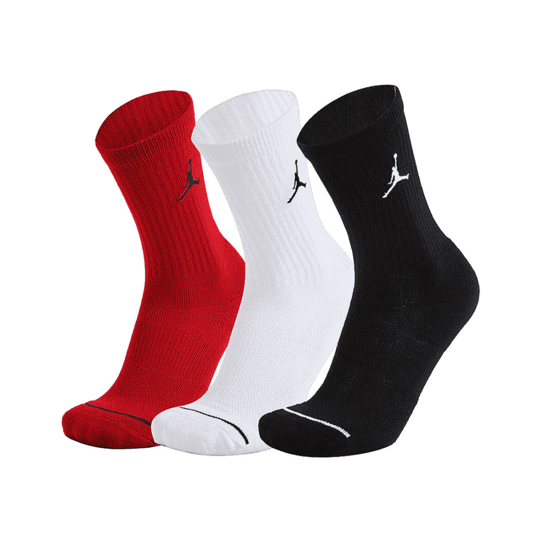 JORDAN EVERYDAY MAX CREW SOCKS RED/BLACK/WHITE (3 PAIRS)