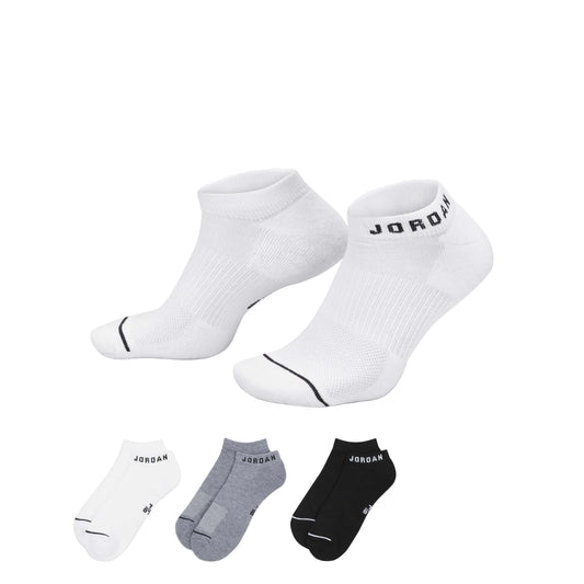 JORDAN EVERYDAY NO SHOW SOCKS BLACK/GREY/WHITE (3 PAIRS)